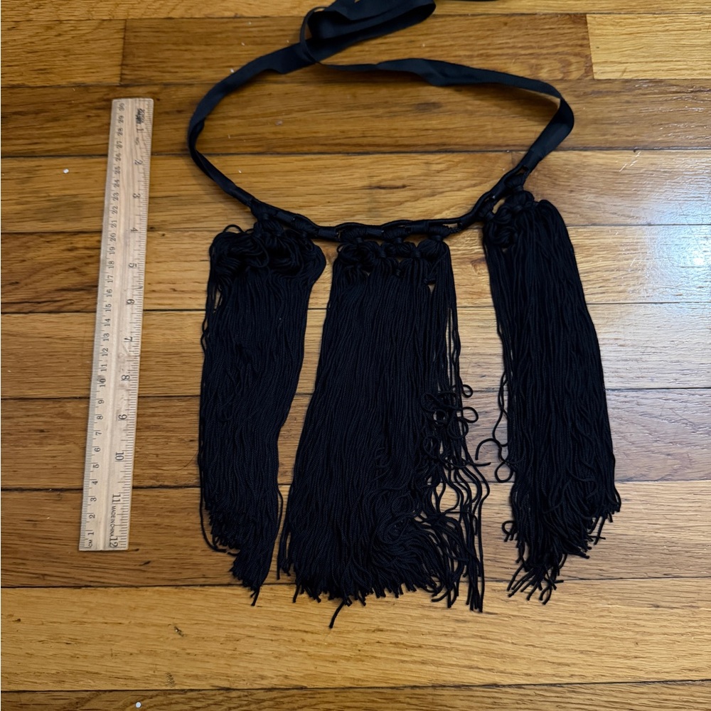 🖤 Statement Black Fringe Tie Necklace | Boho Evening Accessory
